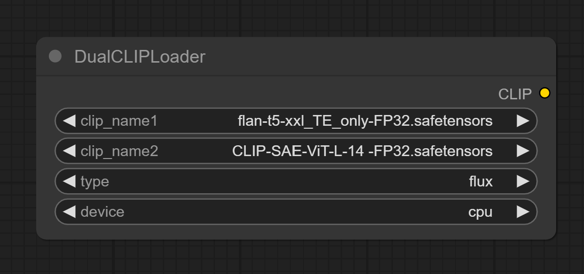 Screenshot of ComfyUI DualCLIPLoader node