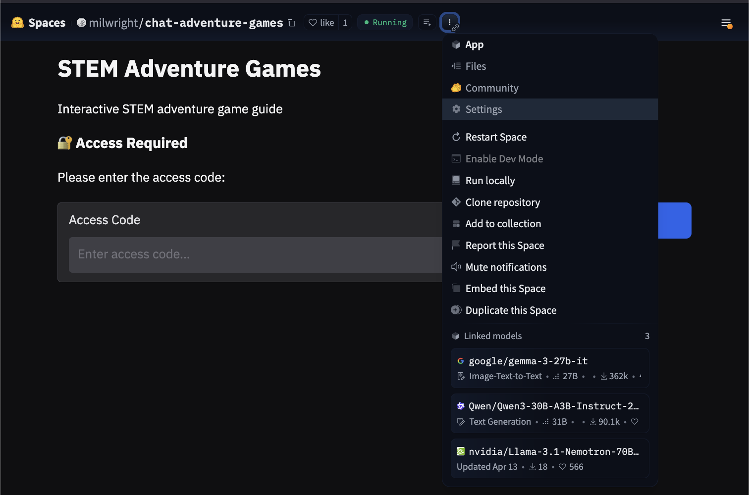 Navigate to settings